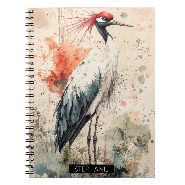Caderno Espiral Flores de Garça Carmesim Lavagem de Tinta (1) (Frente)