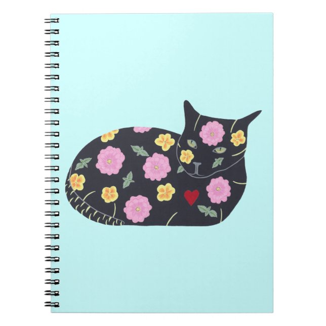 Caderno Espiral Flores de Gato Preto Plantas Gatos Podem Comer Not (Frente)