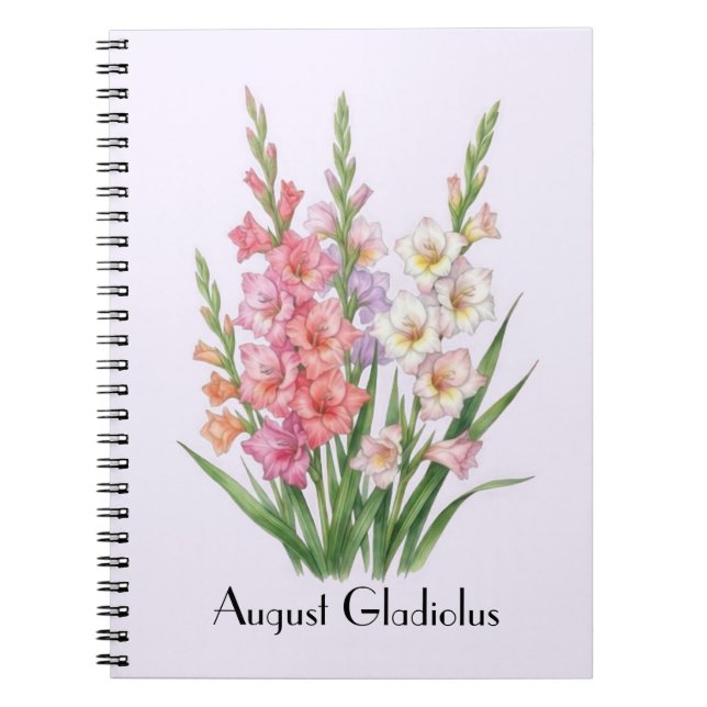 Caderno Espiral Flores de Gladíolo de Agosto (Frente)
