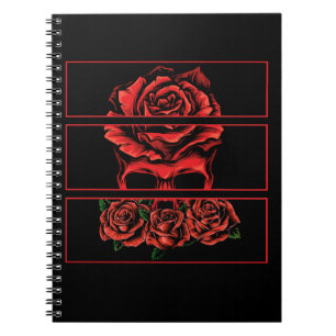 Caderno Espiral Flores de Gótico Wicca de Caveira Gótica do Rosa
