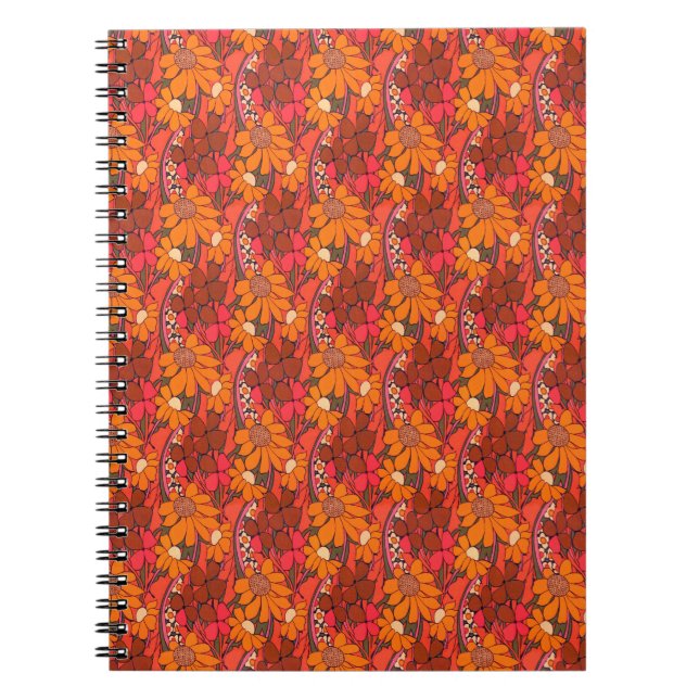 Caderno Espiral Flores de Groovy de Queda (Frente)