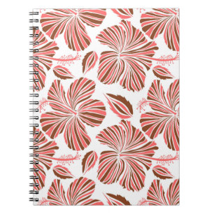 Caderno Espiral Flores de hibisco havaianas: estilo tropical marro