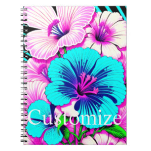Caderno Espiral Flores de Hibisco Multicoloridas Thunder_Cove