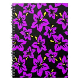 Caderno Espiral Flores de Hibisco Roxo-Tropicais do Havaí