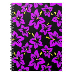 Caderno Espiral Flores de Hibisco Roxo Tropical do Havaí