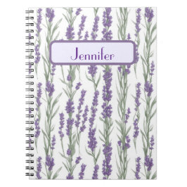Caderno Espiral Flores de Lavanda em Aquarela Personalizadas