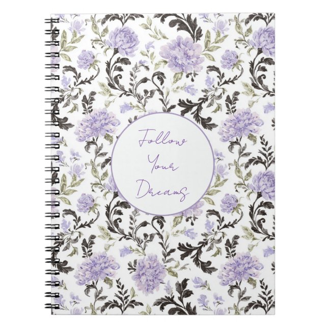 Caderno Espiral Flores de Lavanda Roxa   (Frente)
