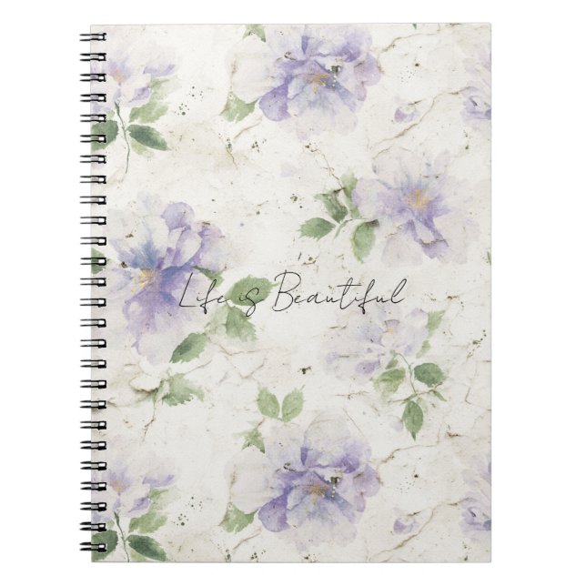 Caderno Espiral Flores de Lavanda Roxa Bonitas (Frente)