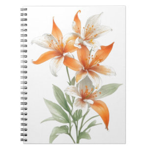 Caderno Espiral Flores de Lily Laranja