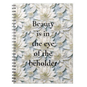 Caderno Espiral Flores de Lotus Branco Azul