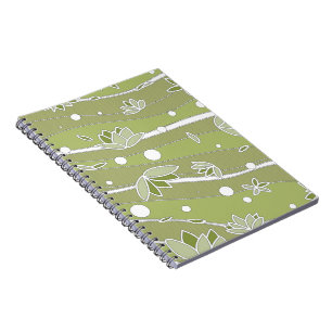 Caderno Espiral Flores de Lotus Verdes nas Bandas
