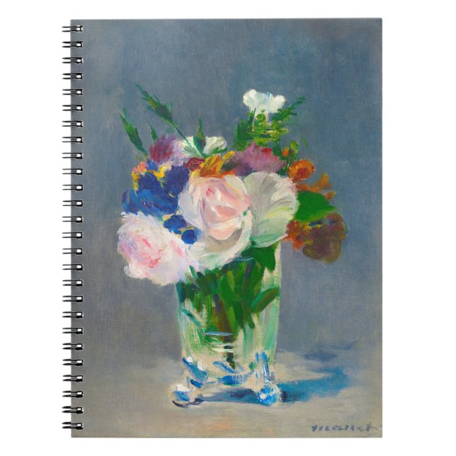 Caderno Espiral Flores de Manet em um Vaso Cristal (Frente)