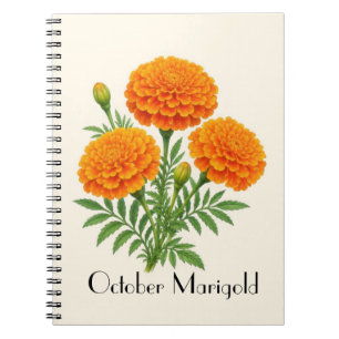 Caderno Espiral Flores de Marigold de Outubro