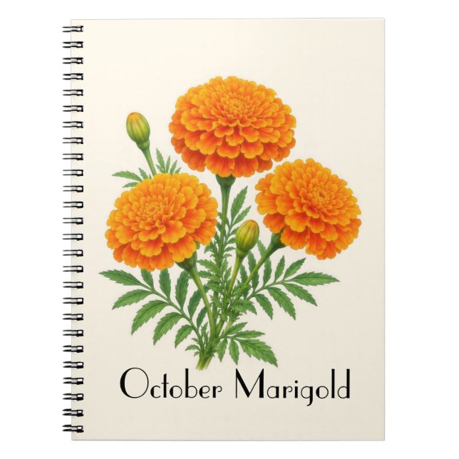 Caderno Espiral Flores de Marigold de Outubro (Frente)