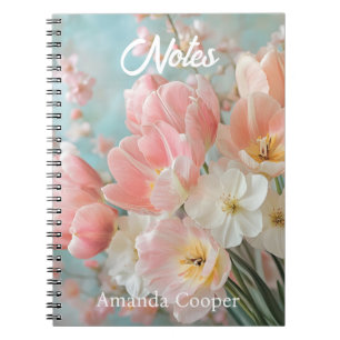 Caderno Espiral Flores de Mola de Pastel Design Delicadas Florais