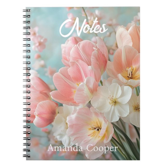 Caderno Espiral Flores de Mola de Pastel Design Delicadas Florais  (Frente)