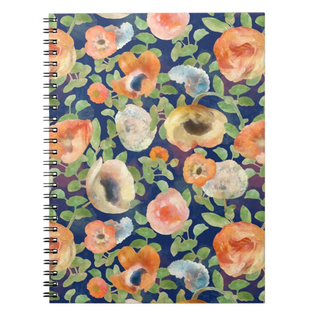 Caderno Espiral Flores de Mola Laranja (Frente)