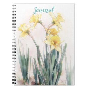 Caderno Espiral Flores de Narciso Arte Floral Amarela Personalizar