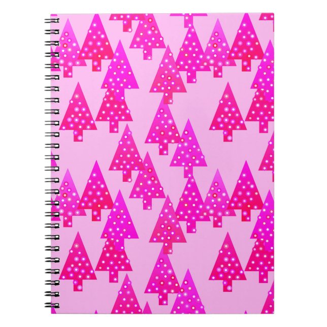Caderno Espiral Flores de Natal modernas - cor-de-rosa fuchsia (Frente)