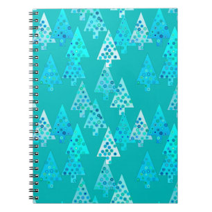 Caderno Espiral Flores de Natal modernas - Turquesa