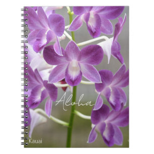 Caderno Espiral Flores de Orquídea Rosa Tropical Kauai