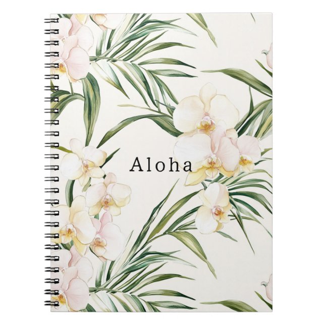 Caderno Espiral Flores De Orquídeas Brancas Tropicais (Frente)