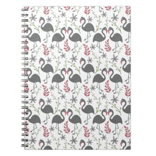 Caderno Espiral Flores de padrão sem costura, de flamingo, rosa, f