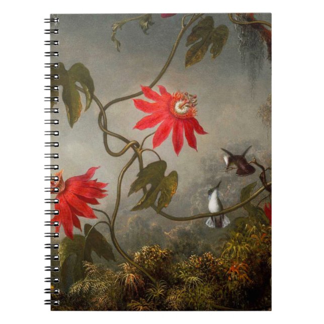 Caderno Espiral Flores de Paixão com Pássaros Hummingbird (Frente)