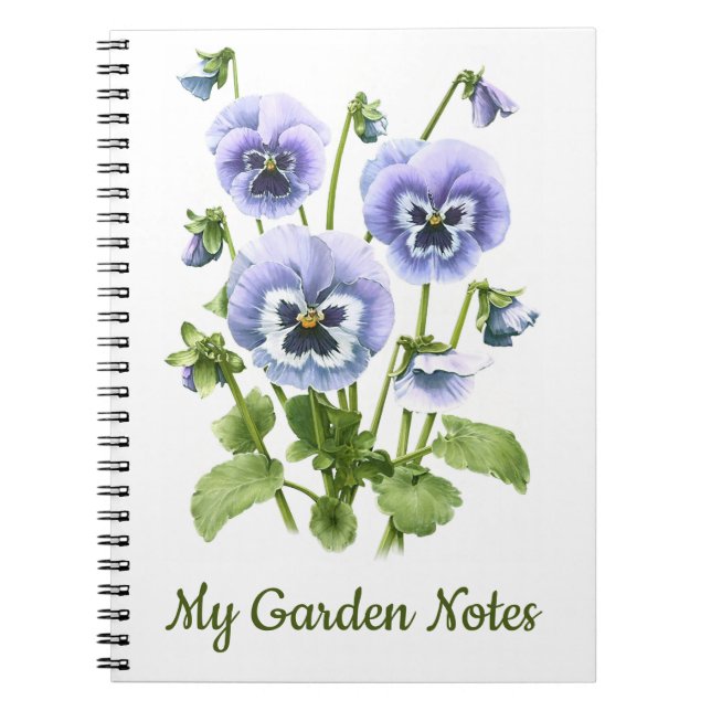Caderno Espiral Flores de Pansy Roxas Personalizadas (Frente)