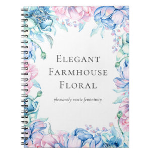 Caderno Espiral Flores De Peônias Florais De Aquarelas Da Elegante