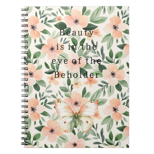 Caderno Espiral Flores de Pêssego Beleza Observador (Frente)