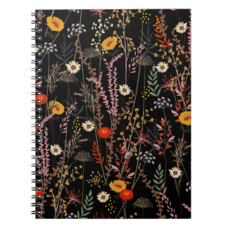 Caderno Espiral Flores de Prados Bloqueantes Desenhadas