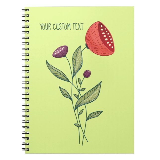 Caderno Espiral Flores de primavera Abstrato Botânica Minimalístic (Frente)