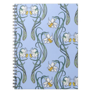 Caderno Espiral Flores de primavera. Flores daffodil entrelaçadas