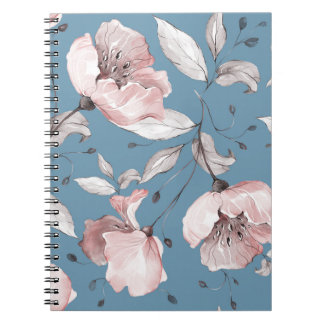 Caderno Espiral Flores de primavera, folhas, design sem costura