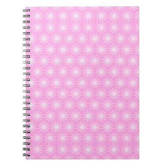 Caderno Espiral Flores de Starburst brancas a rosa
