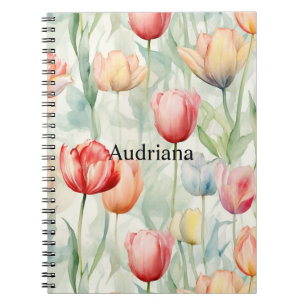 Caderno Espiral Flores de Tulipas Amarelas fazendas