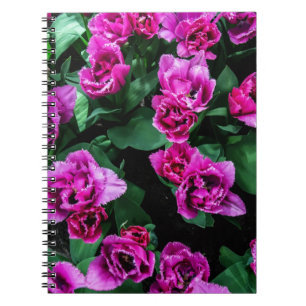Caderno Espiral Flores de tulipas cor-de-rosa