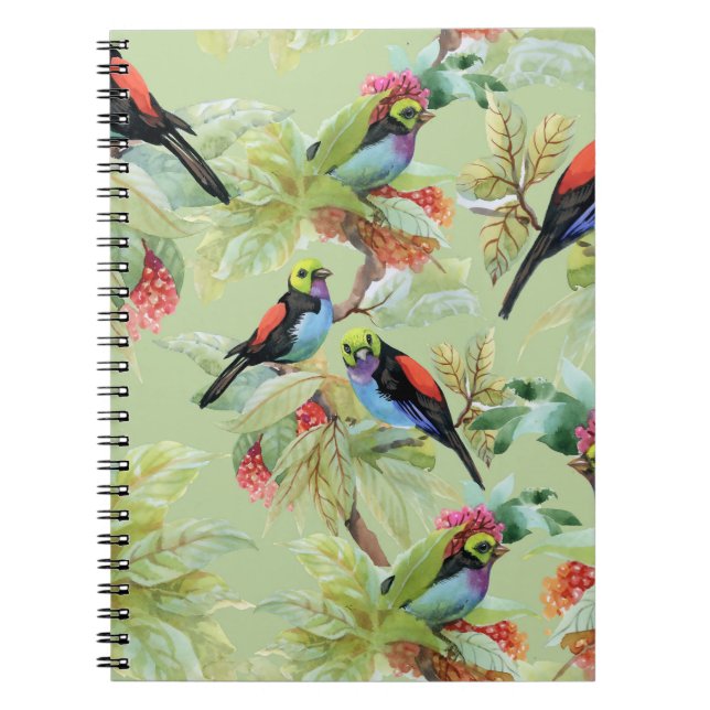 Caderno Espiral Flores de Verão: Padrão Tropical (Frente)
