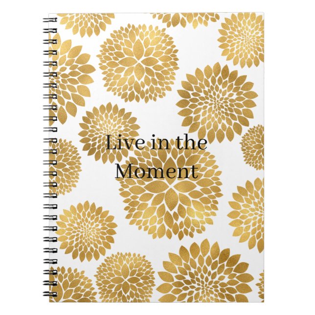 Caderno Espiral Flores Douradas Elegantes (Frente)