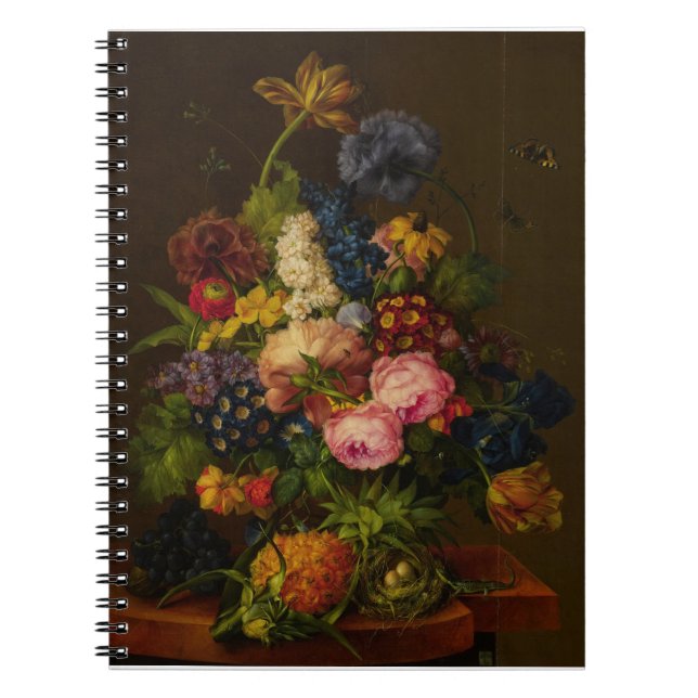 Caderno Espiral Flores e ananás em uma Entablatação (Frente)