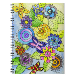Caderno Espiral Flores e borboletas