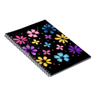 Caderno Espiral Flores e Borboletas Brilhantes e Coloridas