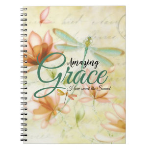 Caderno Espiral Flores e libélula Amazing Grace