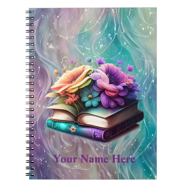 Caderno Espiral Flores e Livros Coloridos (Frente)