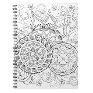 Caderno Espiral Flores e mandalas do Doodle