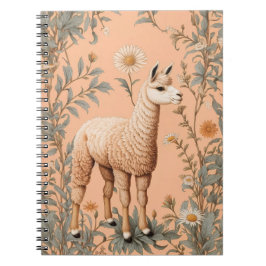 Caderno Espiral Flores Elegantes Lama e Daisy em Pêssego