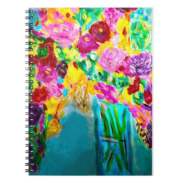 Caderno Espiral Flores em um notebook Vase (Frente)