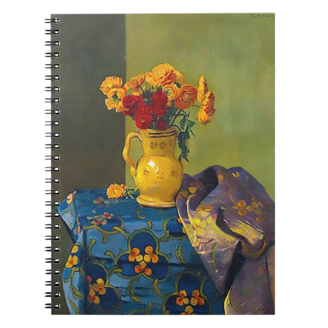 Caderno Espiral Flores em Vase 1911 por Felix Vallotton (Frente)