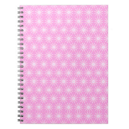 Caderno Espiral Flores Estrela Branca em Rosa